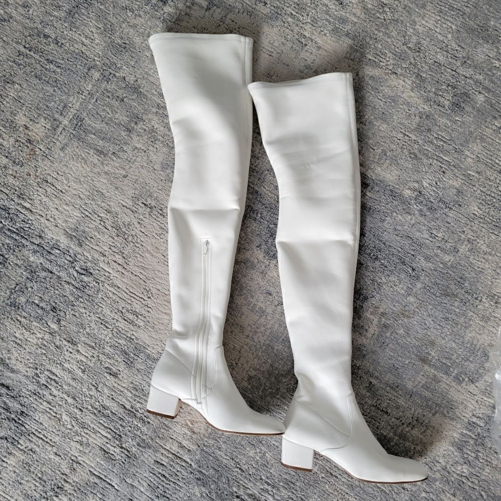 STAUD Aimee Over the Knee Boots White Size 37.5